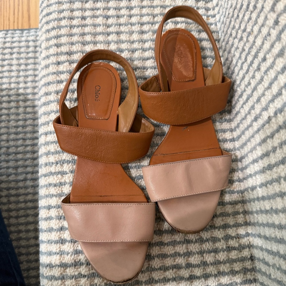 Chloe Women's Brown and Cream Sandals